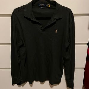 Dark charcoal grey long sleeve Polo Ralph Lauren shirt